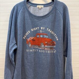 Simply Southern Blue Sweatshirt with Red Truck Design Men’s XXL